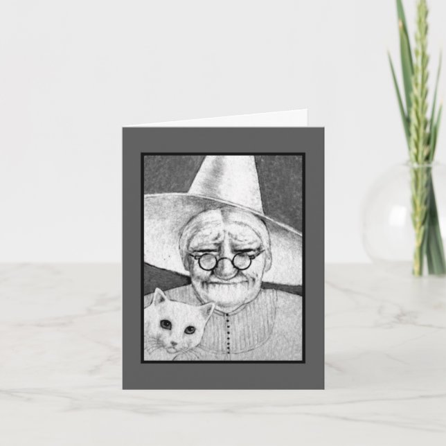 Cartão Halloween Witch w/ Cat Card (Frente)