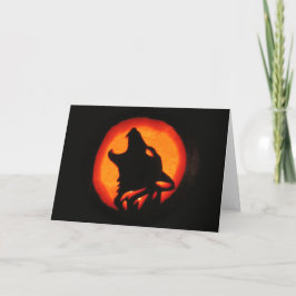 Cartão Halloween Wolf Howling