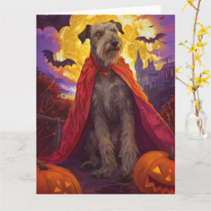 Cartão Halloween Wolfhound Vampiro Pumpkins assustado