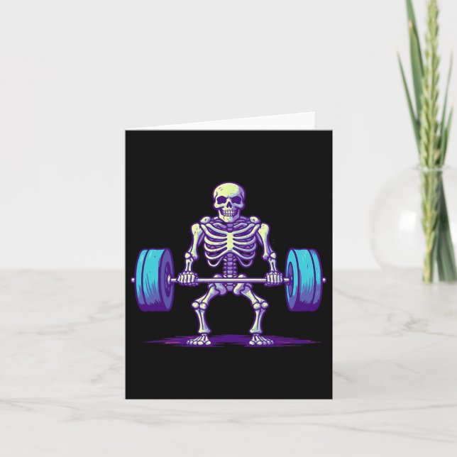 Cartão Halloween Workout Figurume Engraçado Esqueleto de  (Frente)