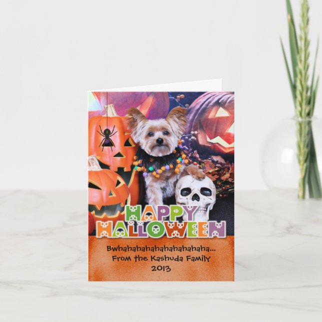 Cartão Halloween - Yorkie - Vinnie (Frente)