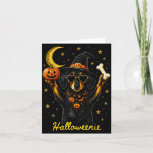 Cartão Halloweenie divertido halloween dachshund bruxa