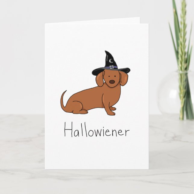 Cartão Hallowiener - Halloween Wiener Dog (Dachshund) (Frente)