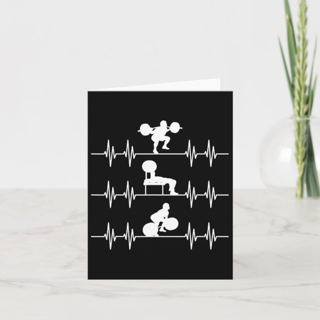Cartão Halterofilismo com batimento cardíaco com decalque (Frente)