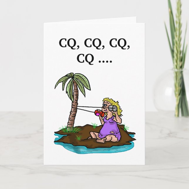 Cartão Ham Radio Birthday Card Female Remote Island (Frente)