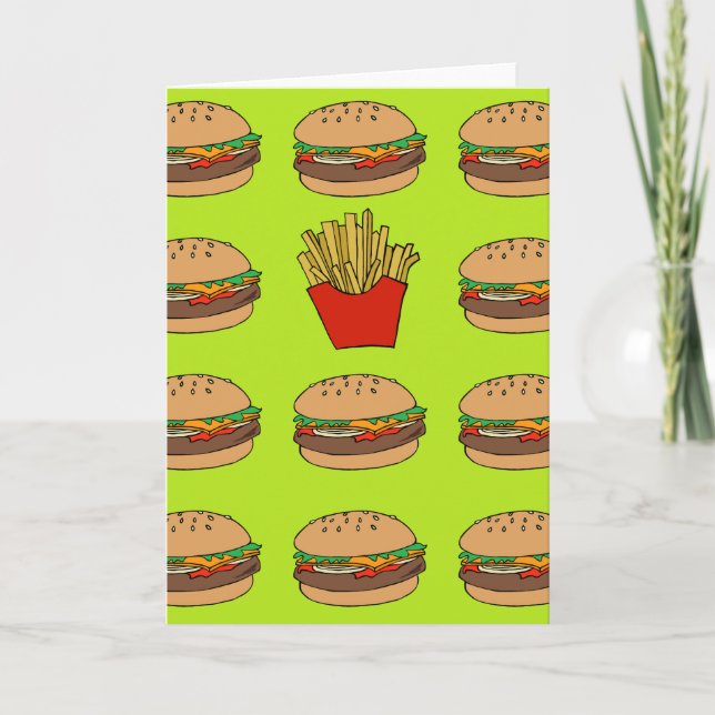 Cartão Hamburger and fries greeting card (Frente)
