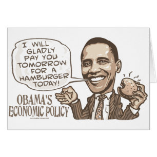 Cartão Hamburger de Barack que come a engrenagem de