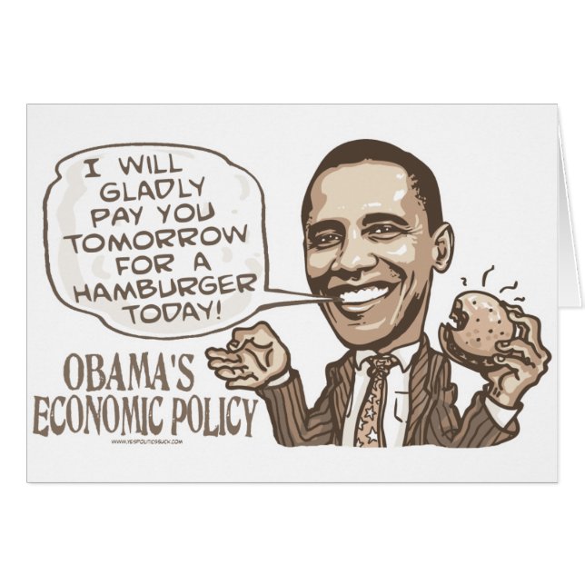 Cartão Hamburger de Barack que come a engrenagem de (Frente Horizontal)