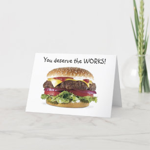 CARTÃO HAMBURGER DIZ=VOCÊ MERECE O ANIVERSÁRIO DO TRABA
