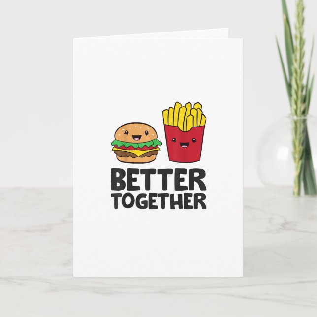 Cartão Hamburger e Batata Frita Amam Comida Rápida Melhor (Frente)