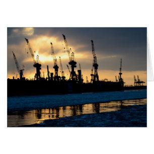 Cartão Hamburger porto pôr do sol - Hamburgo