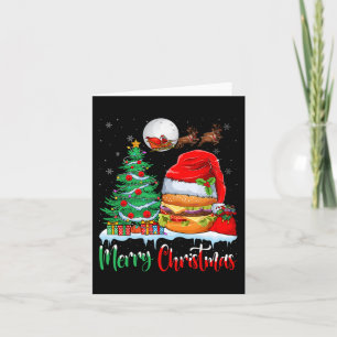 Cartão Hambúrger Vestindo Natal Hat Xmas - Feliz Natal