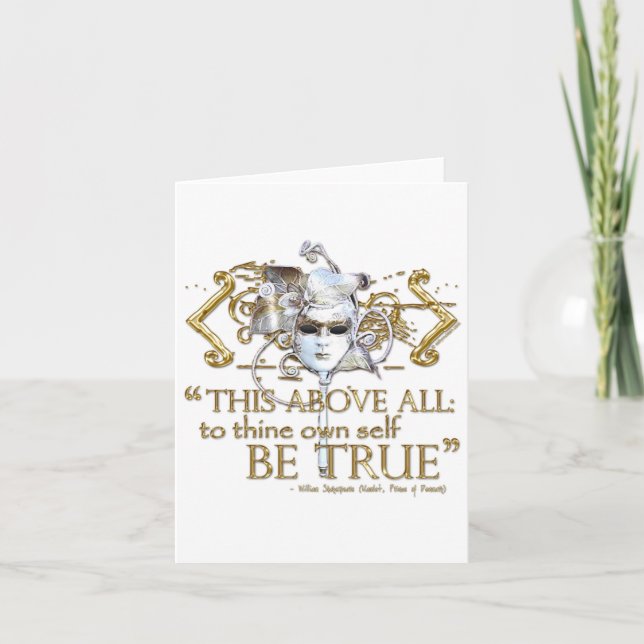 Cartão Hamlet "own self be true" Quote (Gold Version) (Frente)