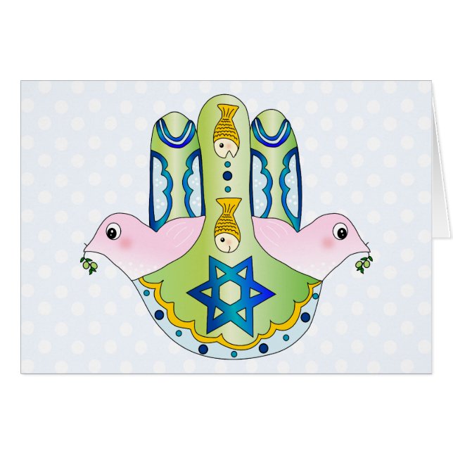 Cartão Hamsa judaico (Frente Horizontal)