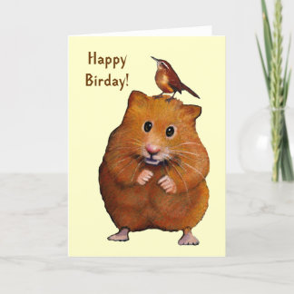 Cartão Hamster & Bird: Feliz Dia do Pássaro, Aniversário