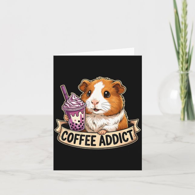 Cartão Hamster Coffee Addict Cute Rodent Boba Tea Gift  (Frente)