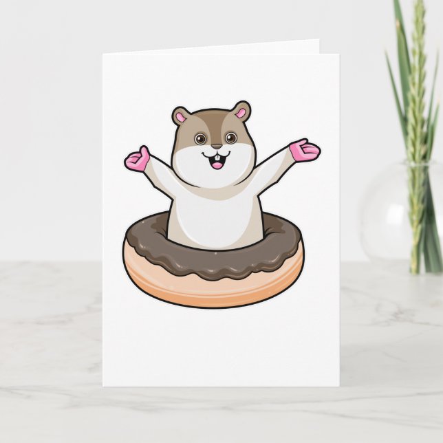 Cartão Hamster com Donut de Chocolate (Frente)