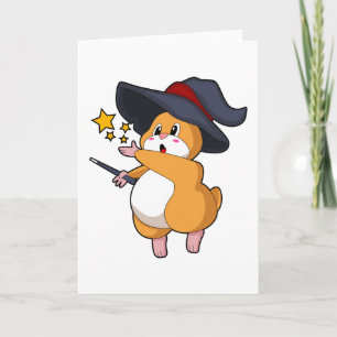 Cartão Hamster como Mago com varinha mágica