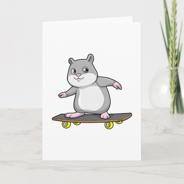 Cartão Hamster como skatista com skate (Frente)