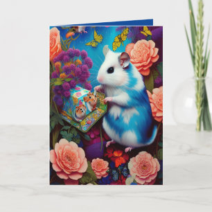 Cartão Hamster de Bolo de Aniversário Tão Fofo Engraçado