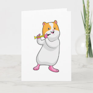 Cartão Hamster na Música com Flauta