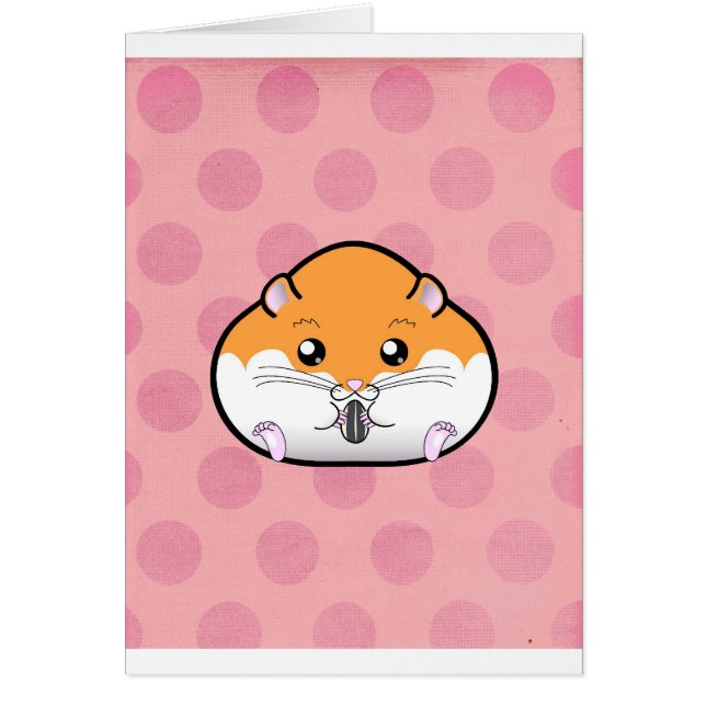 Cartão Hamster sírio branco alaranjado gordo (Frente)