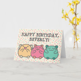 Cartão Hamsters de desenho animado estilo Kawaii fofo per