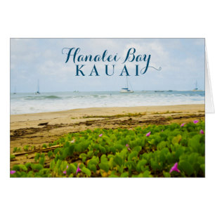Cartão Hanalei Bay Kauai Hawaii Beach e Boats