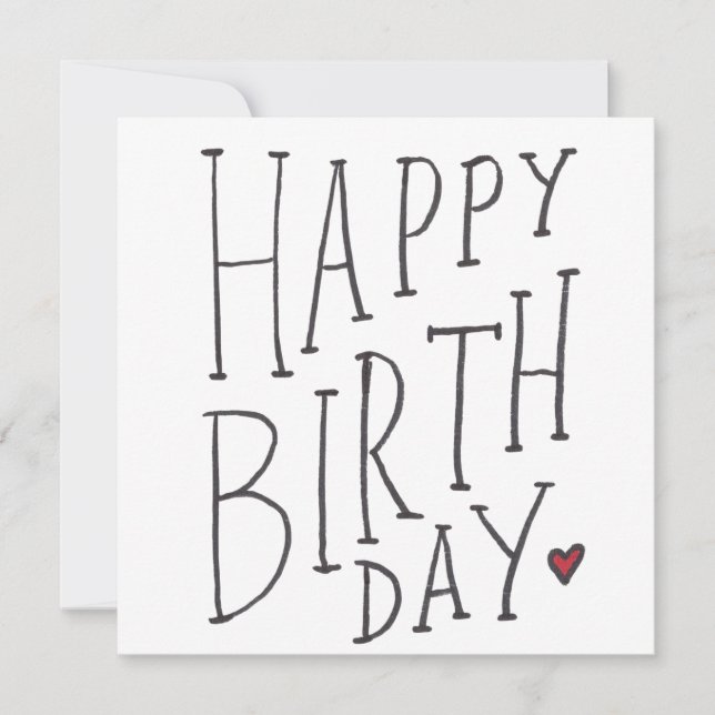 Cartão Hand Drawn Happy Birthday  (Frente)