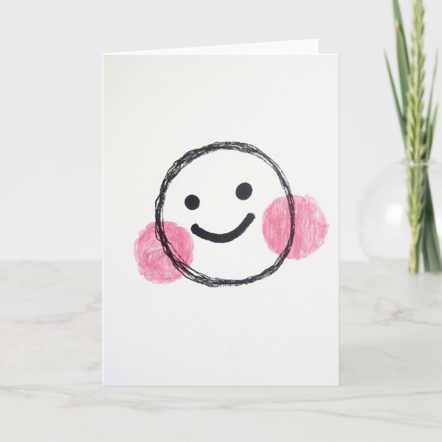Cartão Hand Drawn Happy Face Art Card (Frente)
