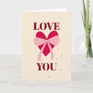 Cartão hand drawn heart with bow love you Valentine's Day