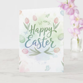 Cartão Hand-Lettered Happy Easter Watercolor Greeting 