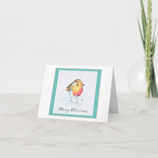 Cartão Hand painted Robin Christmas Card