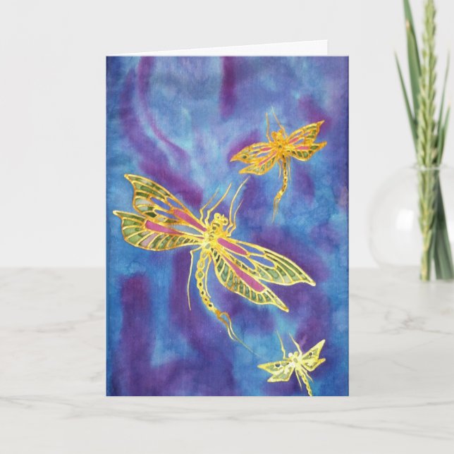 Cartão Hand Painted Silk Dragonfly Card (Frente)