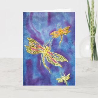 Cartão Hand Painted Silk Dragonfly Card