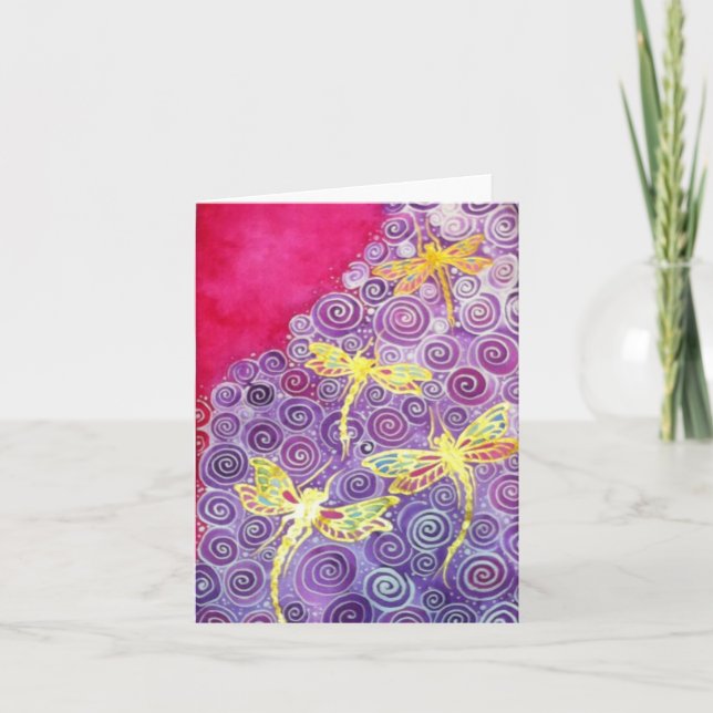 Cartão Hand Painted Silk Dragonfly Note Cards (Frente)