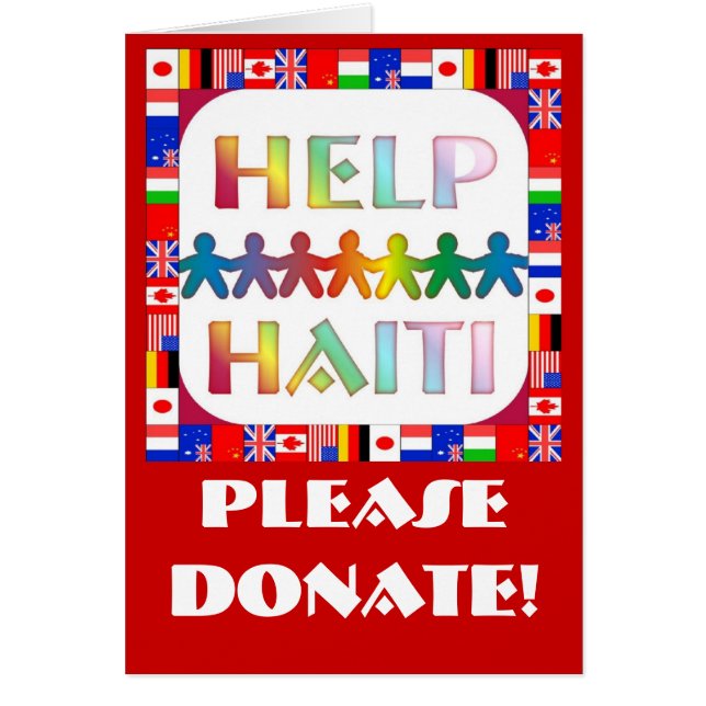 Cartão Hands Helping Haiti - Please Donate (Frente)