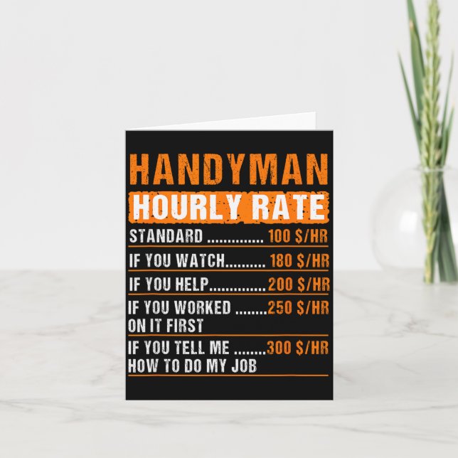 Cartão Handyman Funny Hourly Rate Meme - Daddy Grandpa  (Frente)