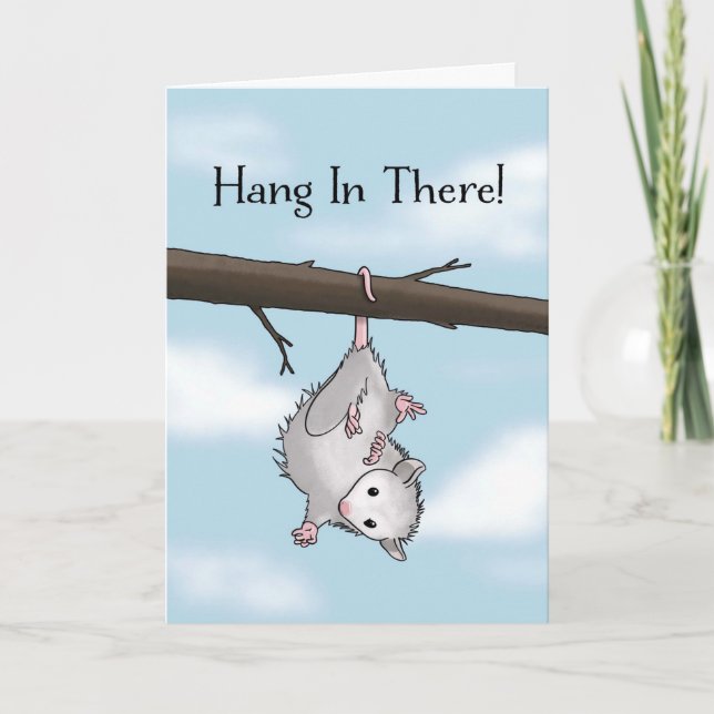 Cartão Hang In There Cute Opossum Encouragement (Frente)