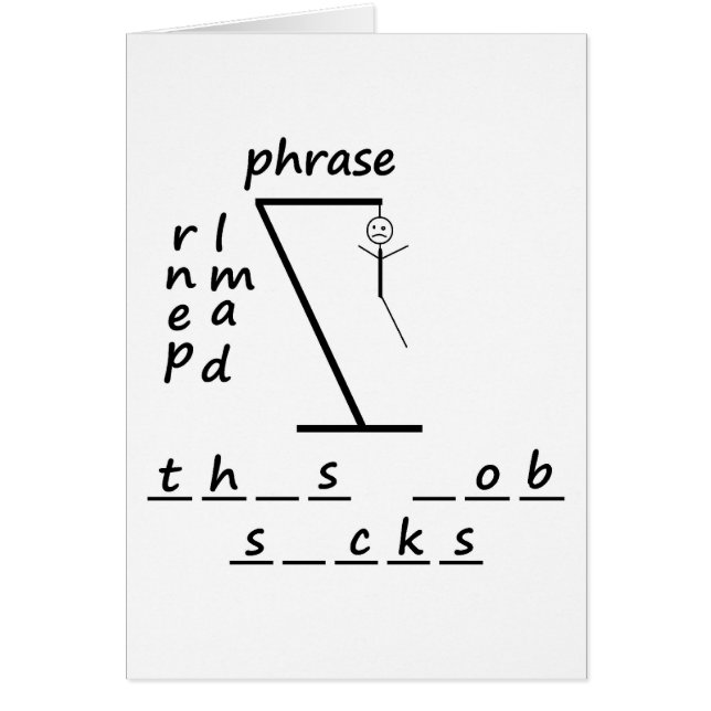 Cartão Hangman que este trabalho suga (Frente)