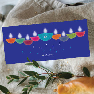 Cartão Hanukkah   Lâmpada de óleo colorida Menorah