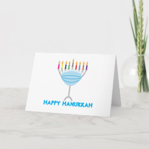Cartão Hanukkah Menorah com máscara facial