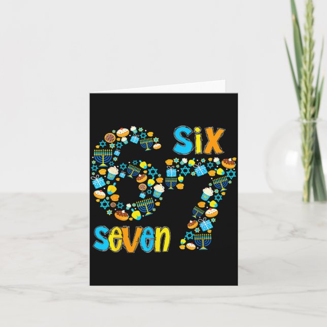 Cartão Hanukkah Menorah Dreidel 67 Festive Chanukah Six S (Frente)