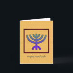Cartão Hanukkah Menorah Feliz<br><div class="desc">Um dentro de Menorah colorido chico,  um quadro vermelho sobre um fundo de amarelo escuro. Perfeito para enviar para sua família e amigos.</div>