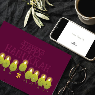 Cartão Hanukkah Olive Menorah Logotipo da empresa de vi