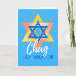 Cartão Hanukkah Sameach Menorah Estrela de David Card