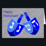 Cartão Hanukkah Sonha Em Azul E Branca De Diversão Para C<br><div class="desc">Azul brilhante e nítidos Dreidels brancos animados estabelece este clássico cartão de saudação Feliz Chanucá como um cartão de feriado para a celebração do seu Festival das Luzes. Cute para filhos de todas as idades, personalize o dentro de linha de assinatura do cartão como uma opção pré-impressa ou desmarque a...</div>