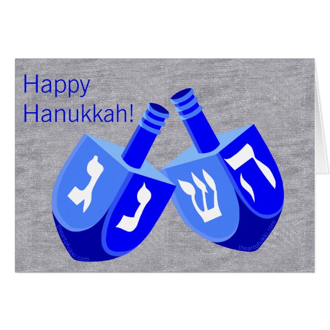 Cartão Hanukkah Sonha Em Azul E Branca De Diversão Para C (Frente Horizontal)