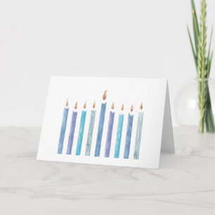 Cartão Hanukkah Watercolor Candle Folheed