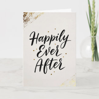 Cartão Happily Ever After Gold Calligraphy Wedding Card